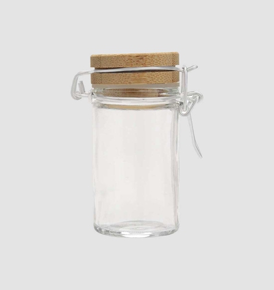 Glass Wooden Lid Container
