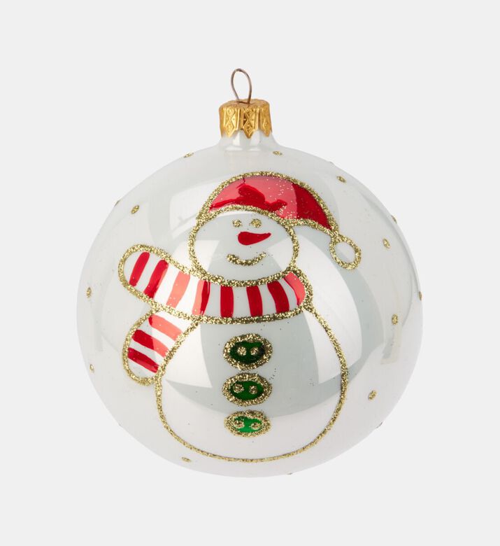 Home Deco and More Glass Christmas Reindeer Ball Ornament, White, 8-cm, Packshot View
