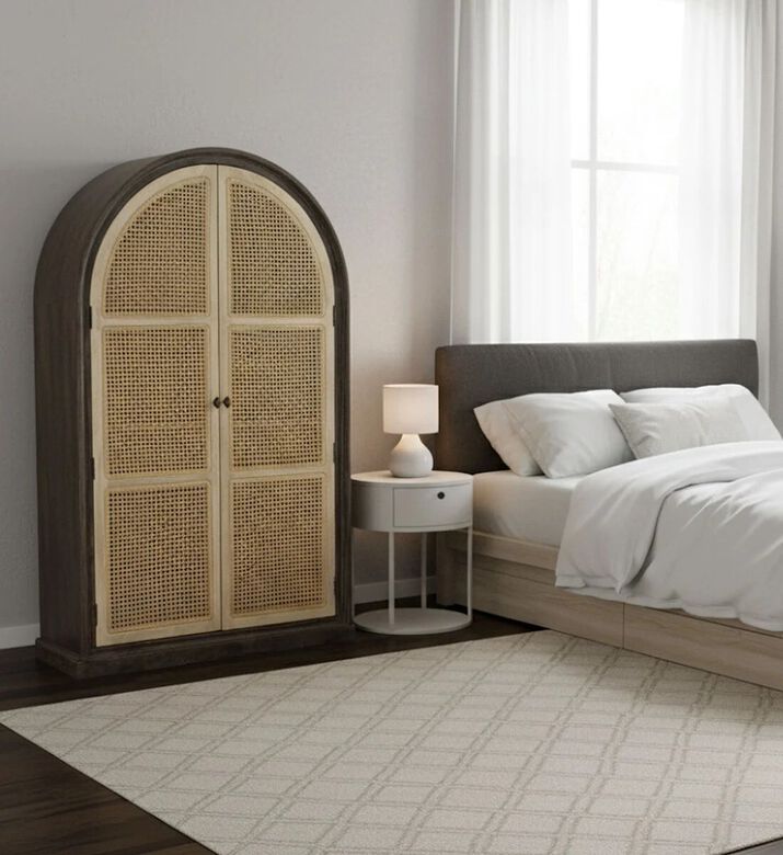 Home Deco and More Almira Cane Mango Wood Cabinet, Packshot View