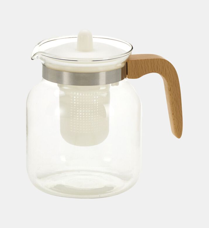 Excellent Houseware Glass Beechwood Handle Teapot, Packshot View