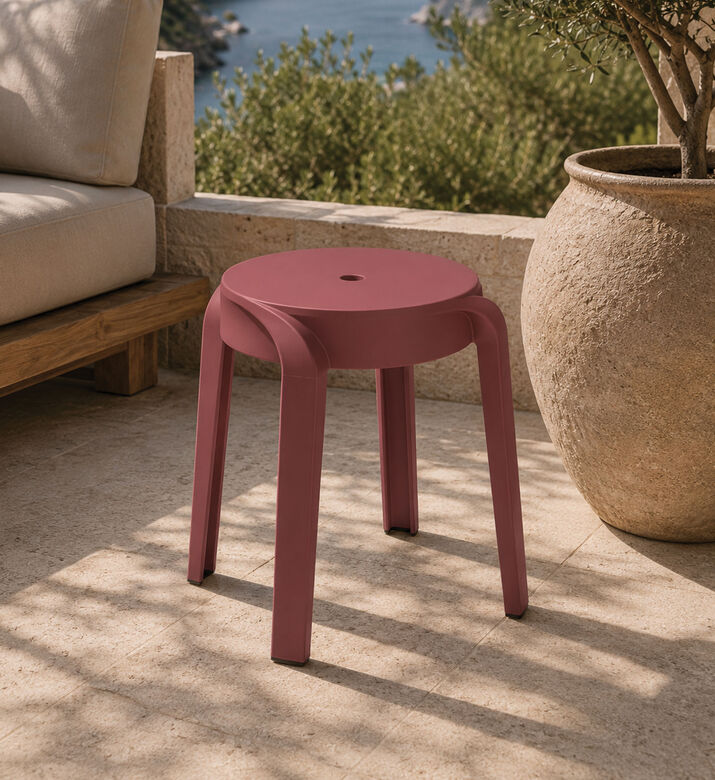 Home Deco and More Stackable Pp Ocher Stool, Red, Packshot View