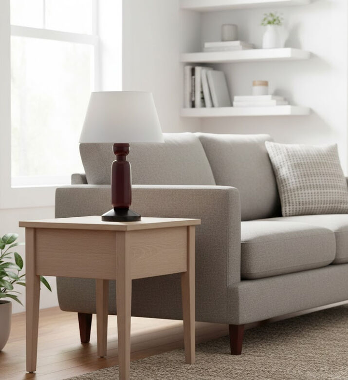 Home Deco and More Alrasid Fabric Wooden Table Lamp, Packshot View