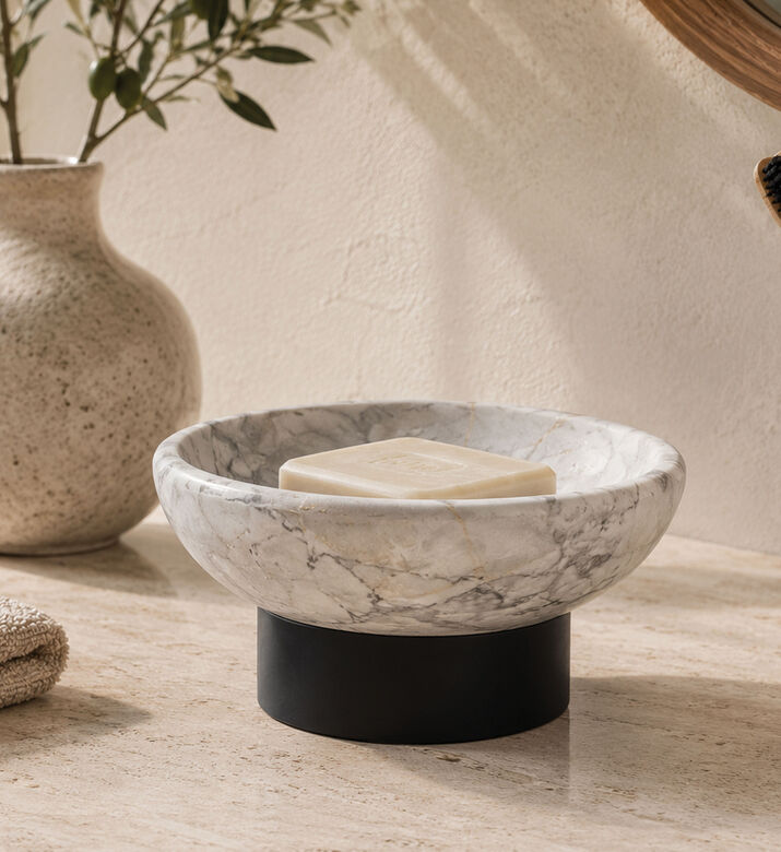Aquanova Nero Marble Soap Dish, White, Packshot View