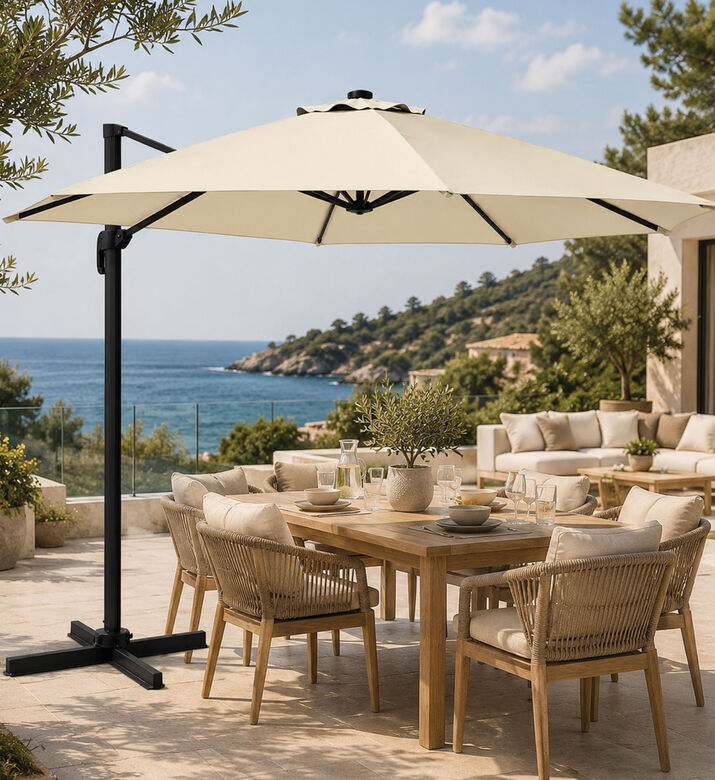 Home Deco and More Large Outdoor Umbrella, Cream, 300-cm, Packshot View