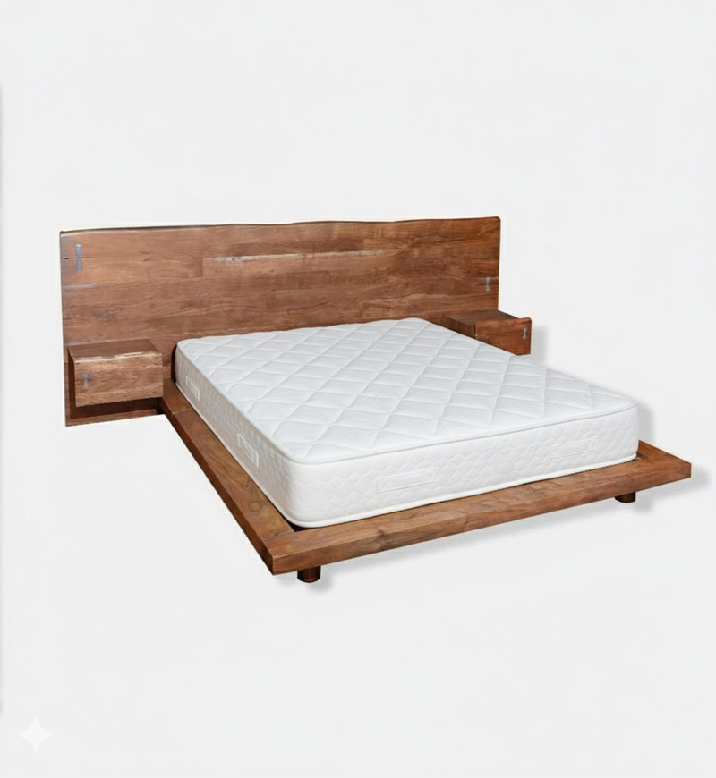 Ethnic Acacia Wood King Bed