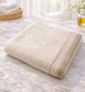 Home Deco and More Leeno Cotton Linen Terry Towel, Natural, 70x140-cm, Packshot View