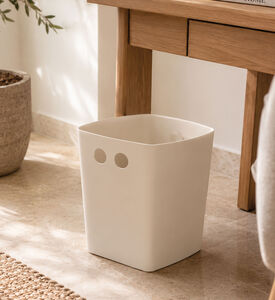 Home Deco and More Plastic Square-shape Trash Bin, White, M, Packshot View