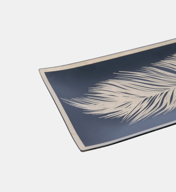Glass Feather Rectangular Plate