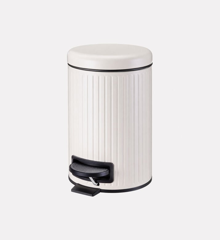 Home Deco and More Iron Foot Pedal Bin, White, Packshot View