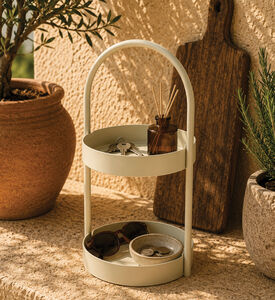 Home Deco and More Iron Double Tier Bathroom Rack, White, Packshot View