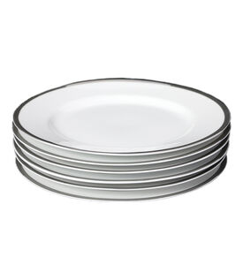 Silver-rim Dessert Plate 6-piece Set - 21 Cm