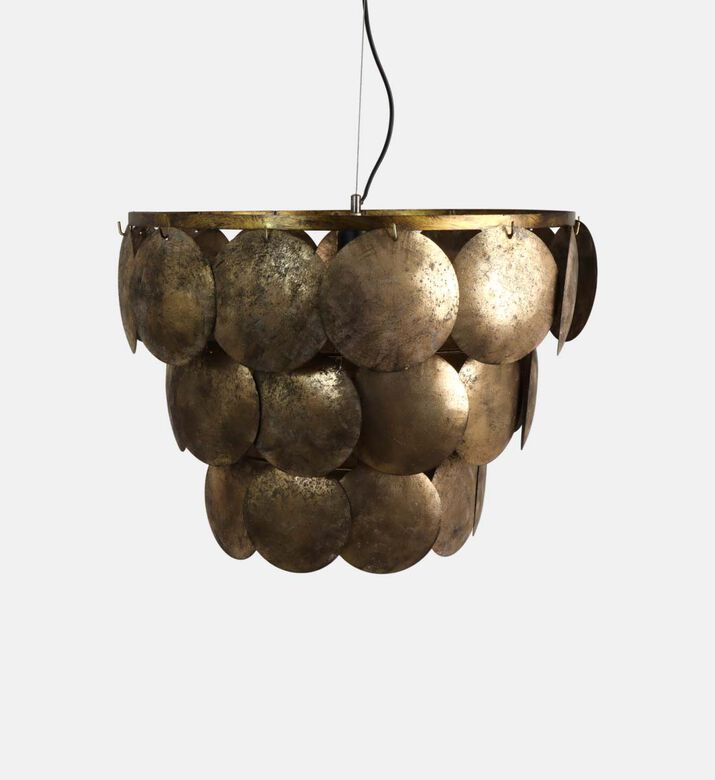 Bronze Three-tiered Overlapping Disc Pendants Vintage Chandelier