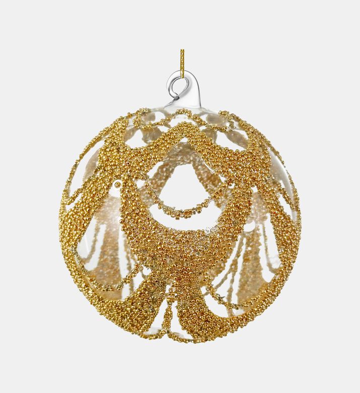 Shishi Glass Clear Gold Beaded Garland Ball, Packshot View