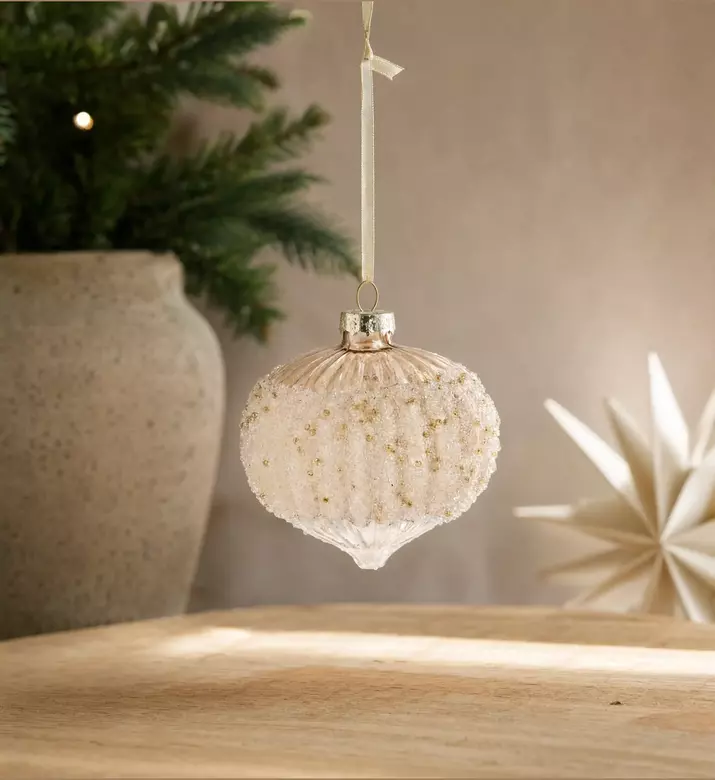 Home Deco and More Gold Glitter Dot Round Ornament, Model View