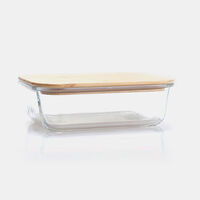 Glass Two-parts Bamboo Lid Contianer