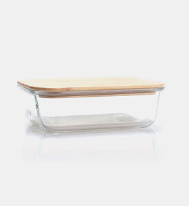 Glass Two-parts Bamboo Lid Contianer