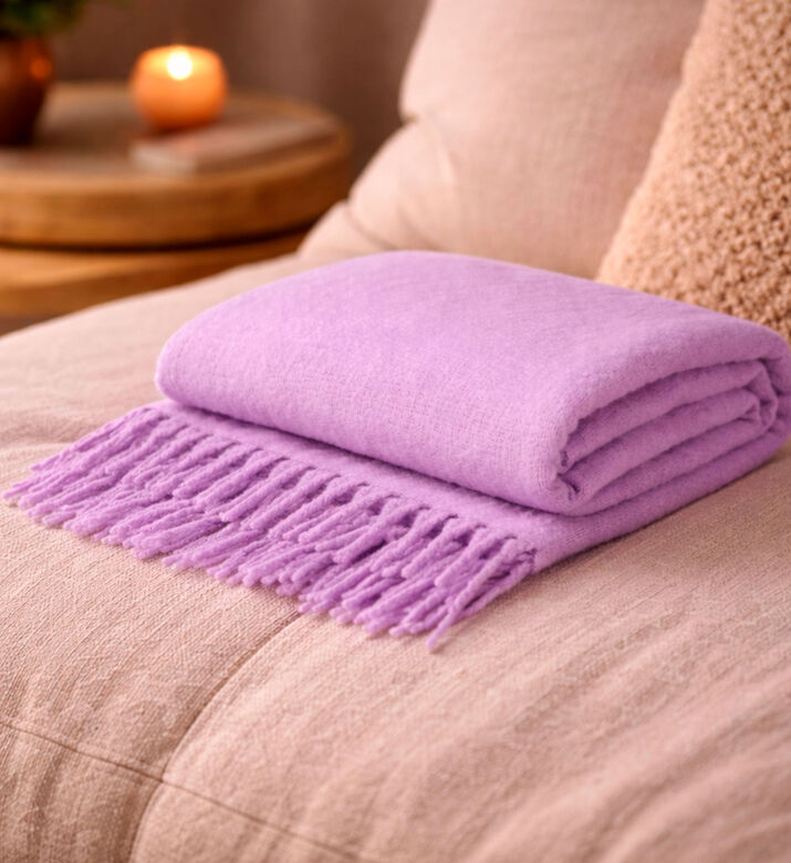 Home Deco and More Plaid Woven Rectangular-shaped Throw, Purple, Packshot View