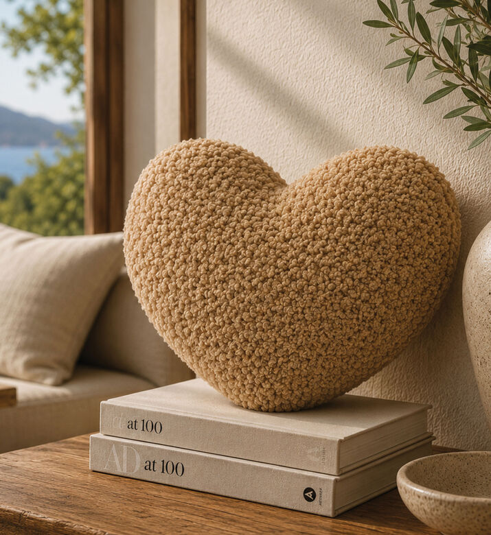 Home Deco and More Heart-shaped Cushion, Brown, Packshot View