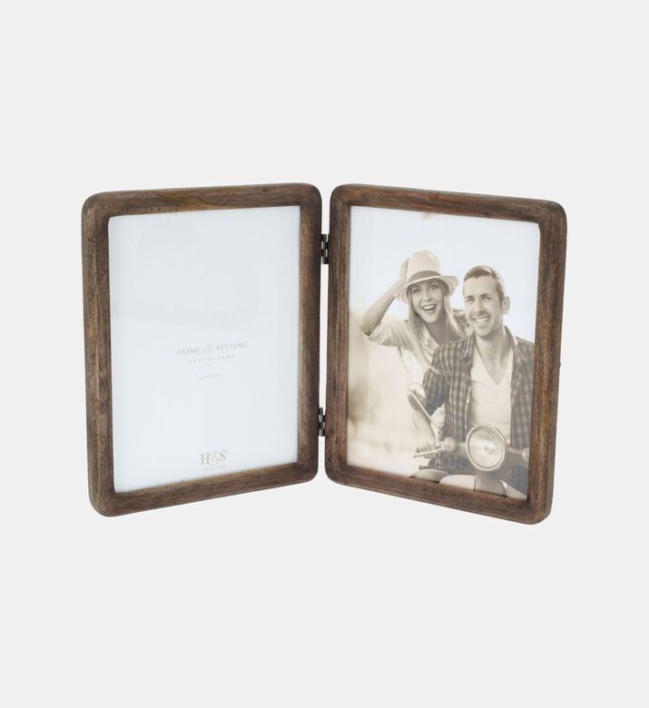Home Deco and More Mango Wood 2 Photo Foldable Frame, Packshot View