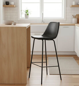Home Deco and More Synthetic Leather Mappo Bar Chair, Dark-grey, 44x47x104-cm, Packshot View