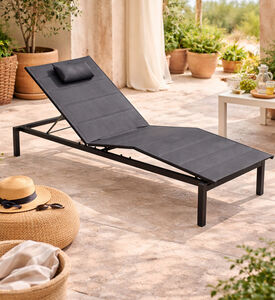 Home Deco and More Dallas Textilene Sun Lounger, Grey, Packshot View
