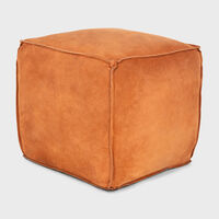 Cuby Suede Leather Square Pouf