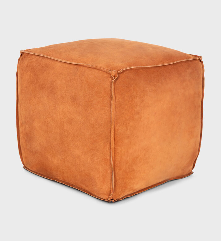 Cuby Suede Leather Square Pouf