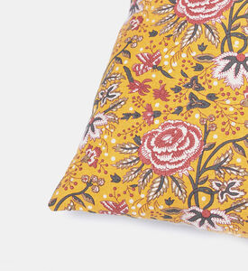 Home Deco and More Leila Block-print Linen Filled And Vaccumed Cushion, Packshot View