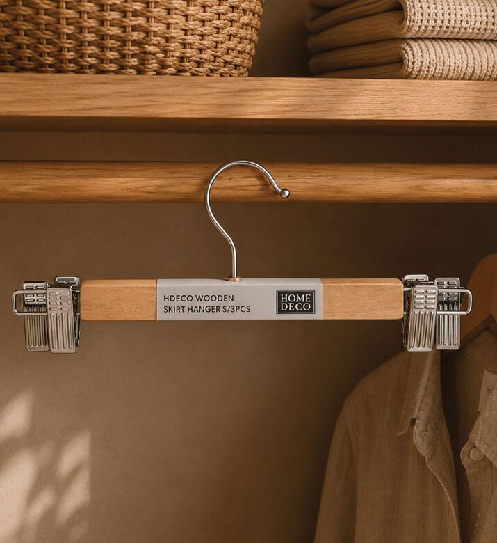 Home Deco and More Wooden Skirt Hangers 3-piece Set, Packshot View