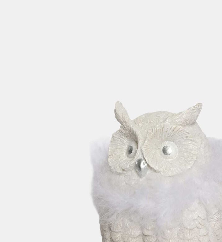 Fur Owl-shaped Ornament 12x12x18 Cm