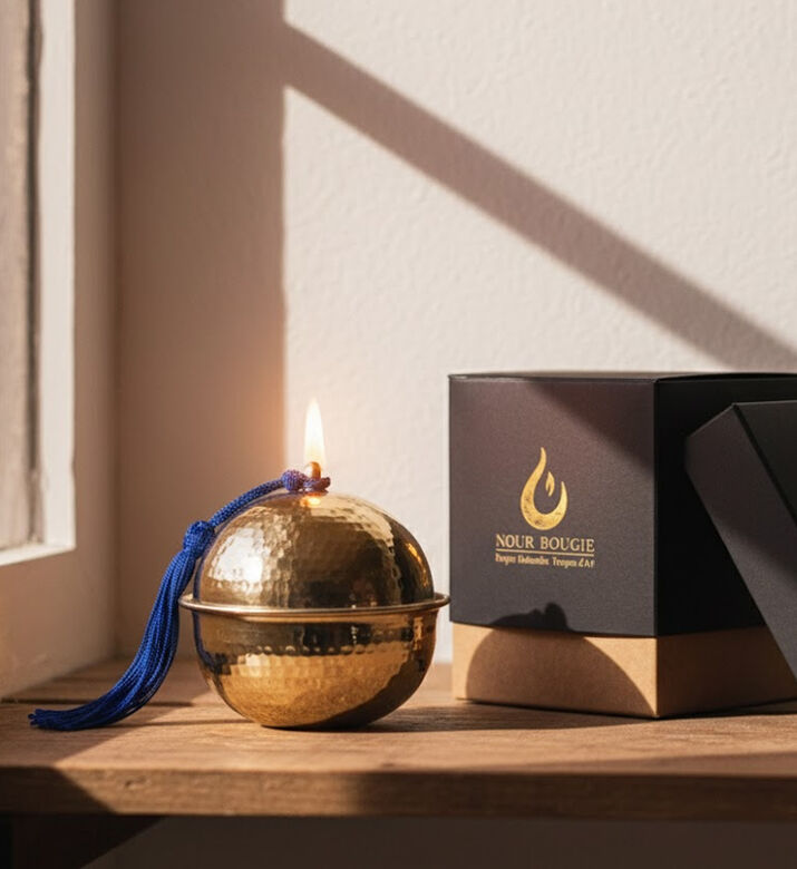 Nour Bougie Tennissa Luna Nickel Candle, Gold, 8-cm, Packshot View