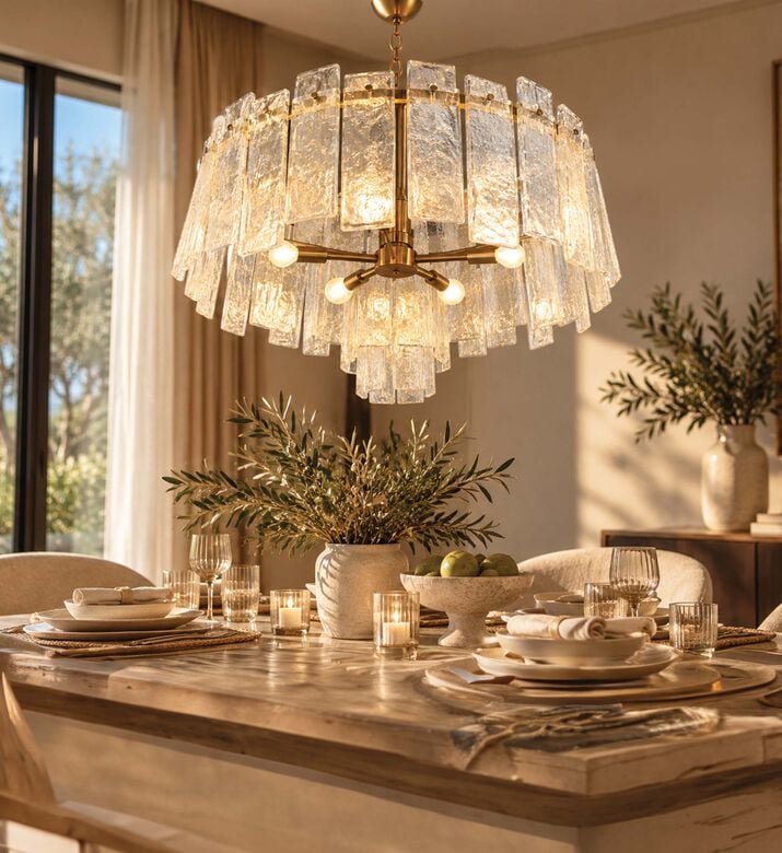 Home Deco and More Glass Round Chandelier, Model View