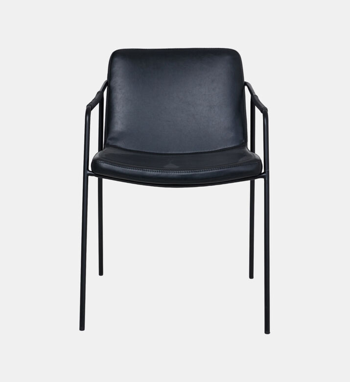Dan Form Boto Leather Dining Armchair, Black, Packshot View