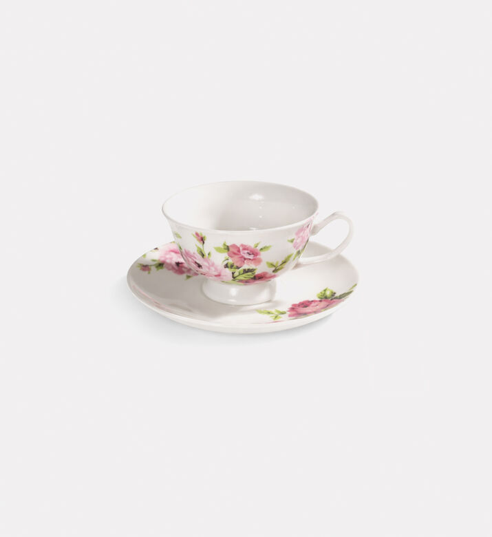 Home Deco and More Floral-print 6-piece Tea Cup Saucer Set, Packshot View