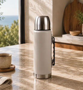 Excellent Houseware Stainless Steel Vacuum Flask, Cream, 1-l, Packshot View
