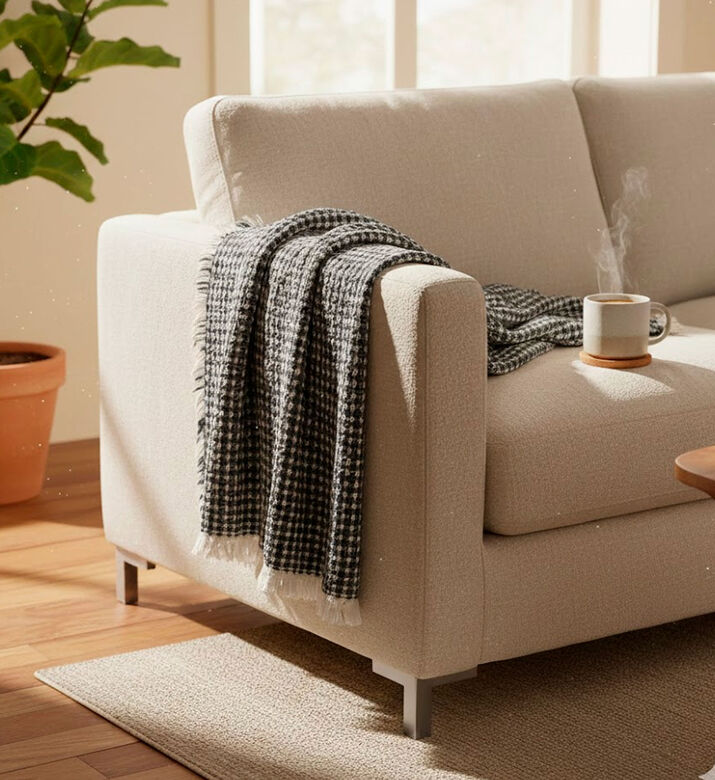 Home and Styling Melange Fringed Throw, Black, Packshot View