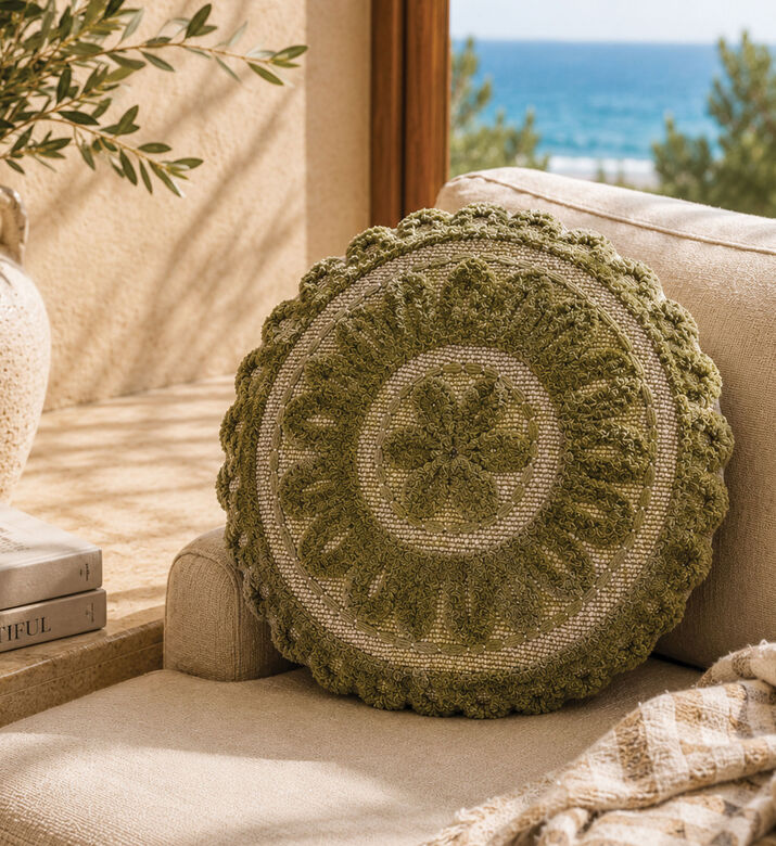 Home Deco and More Vita Handloom Tufted Cushion 40 Cm, Green, Packshot View