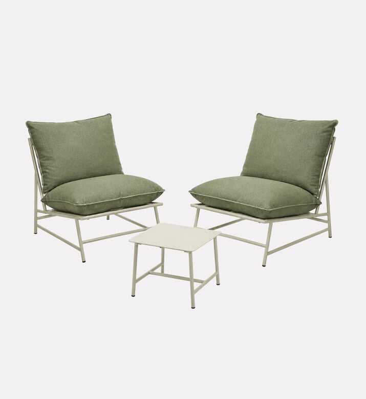 Home Deco and More Steel 3-piece Outdoor Lounge Set, Green, Packshot View