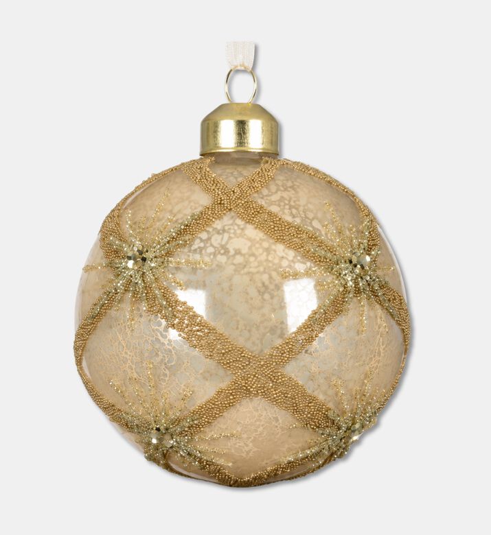 Kaemingk Bauble Glass Crisscross Design, Gold, Packshot View