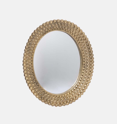 Polyresin Engraved Round Mirror
