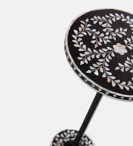 Home Deco and More Round Terrazzo-effect Side Table, Black, Packshot View