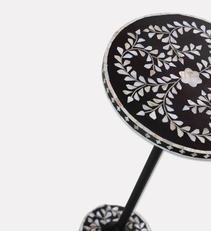 Home Deco and More Round Terrazzo-effect Side Table, Black, Packshot View
