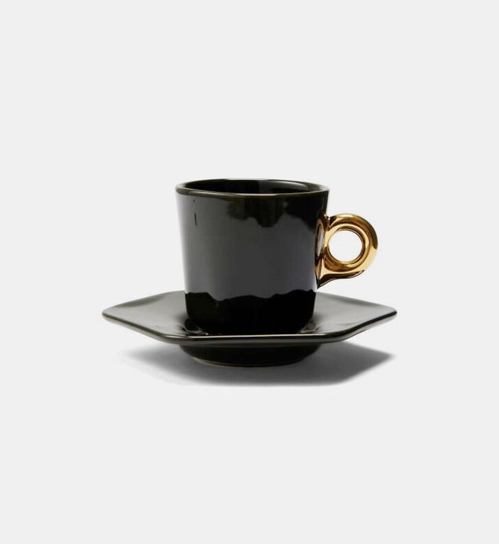 Essenza Porcelain Geometric Espresso Cup, Dark-green, 9-cl, Packshot View