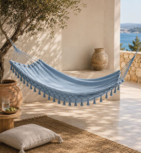 Home Deco and More Fringed Edges Hammock, Light-blue, Packshot View