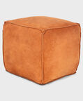 Cuby Suede Leather Square Pouf
