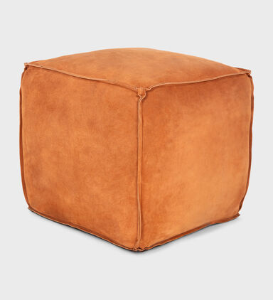Cuby Suede Leather Square Pouf