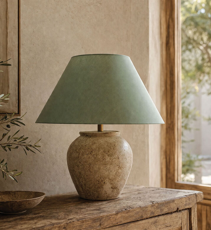 Home Deco and More Febby Drum Cotton Lampshade, Light-green, 35-cm, Packshot View