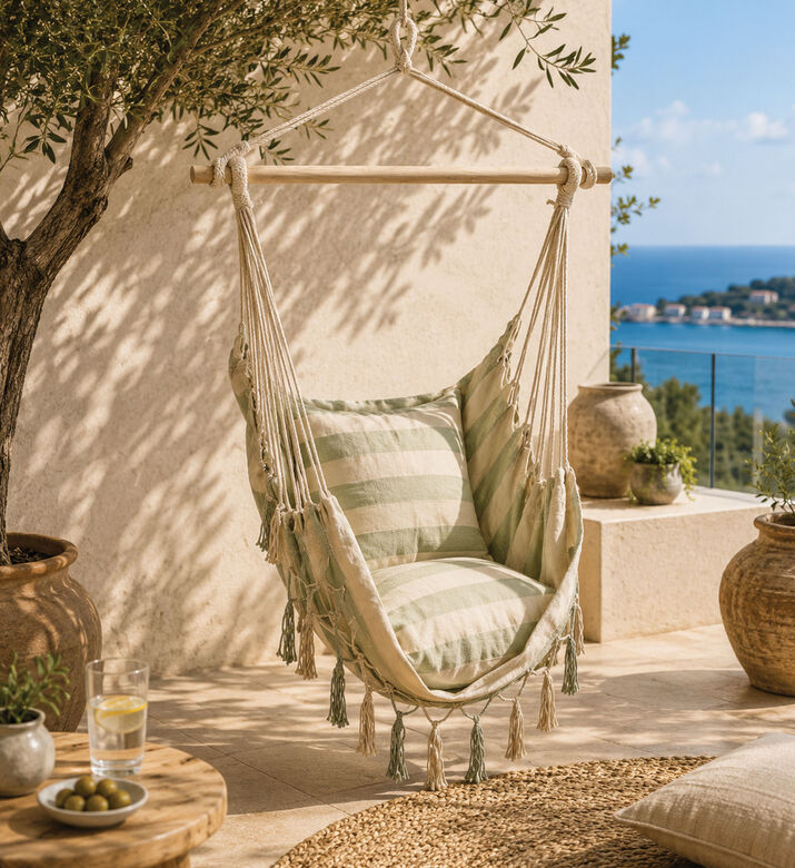 Home Deco and More Hammock Bag Chair, White, Packshot View