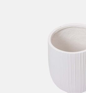 Home Deco and More Fiber Clay Ribbed Planter, White, 50-cm, Packshot View