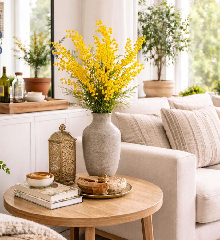 Home Deco and More Acacia Farnesiana Artificial Branch, Yellow, Packshot View